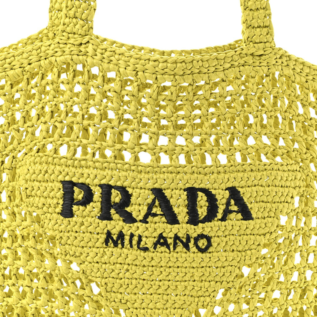 Yarn Raffia Effect Crochet Logo Embroidered Tote Bag Cedro