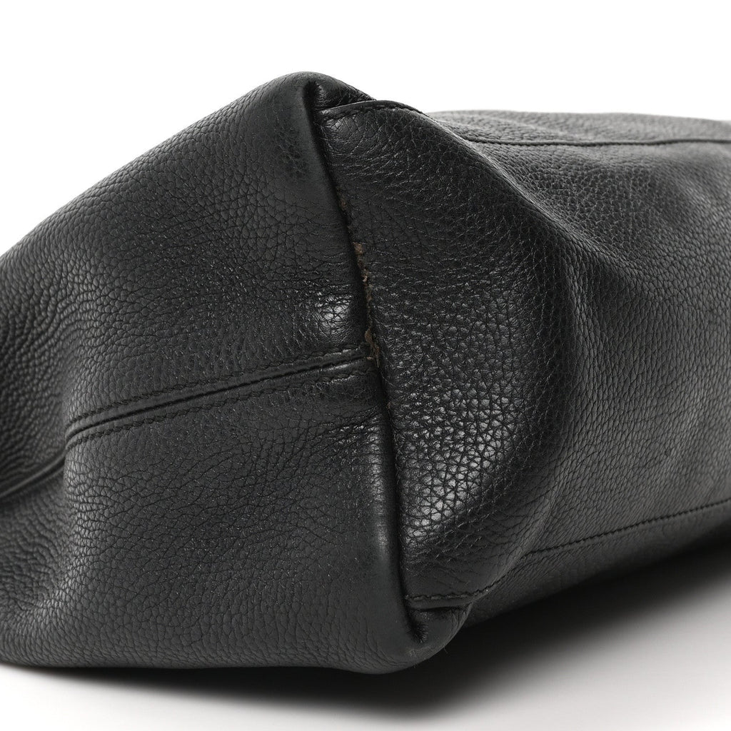 Pebbled Calfskin Medium Soho Chain Shoulder Bag Black