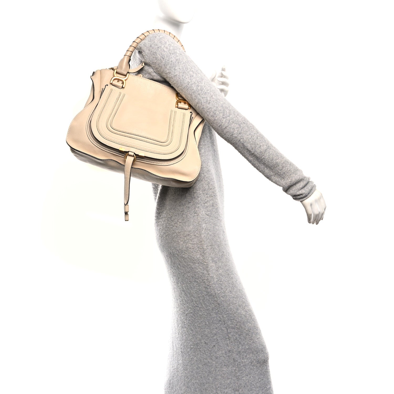Calfskin Large Marcie Satchel Blush Nude