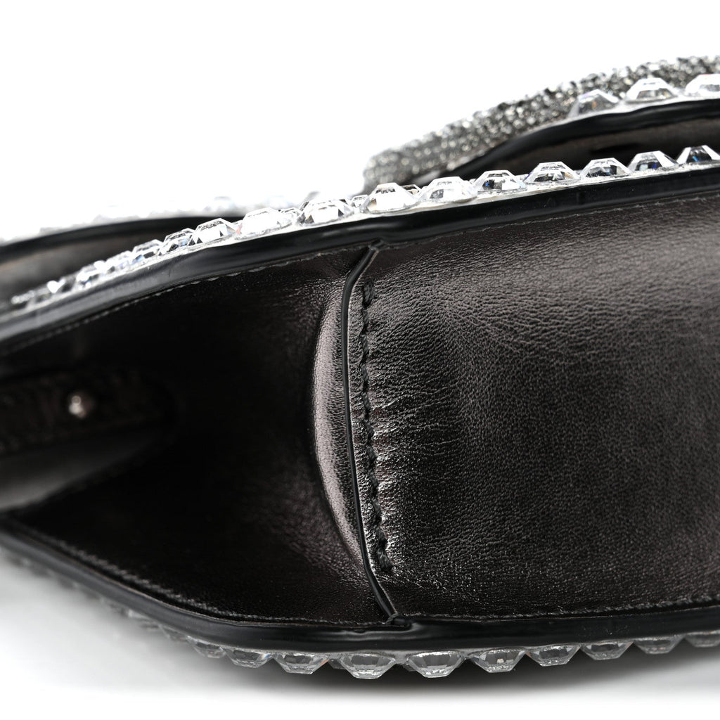 Crystal Suede Enamel Vlogo Small Loco Shoulder Bag Silver