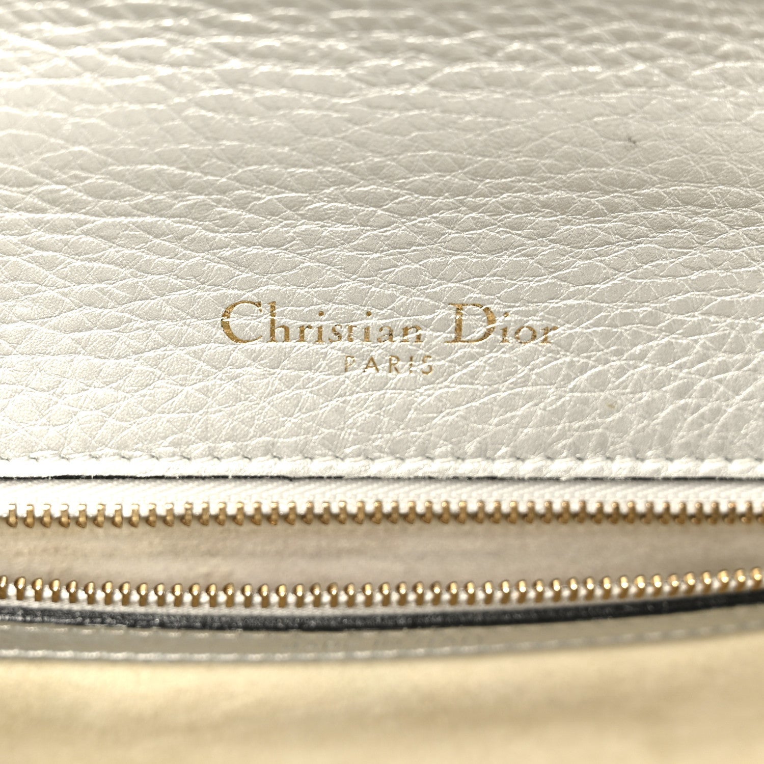Metallic Grained Calfskin Medium Diorama Flap Bag Silver
