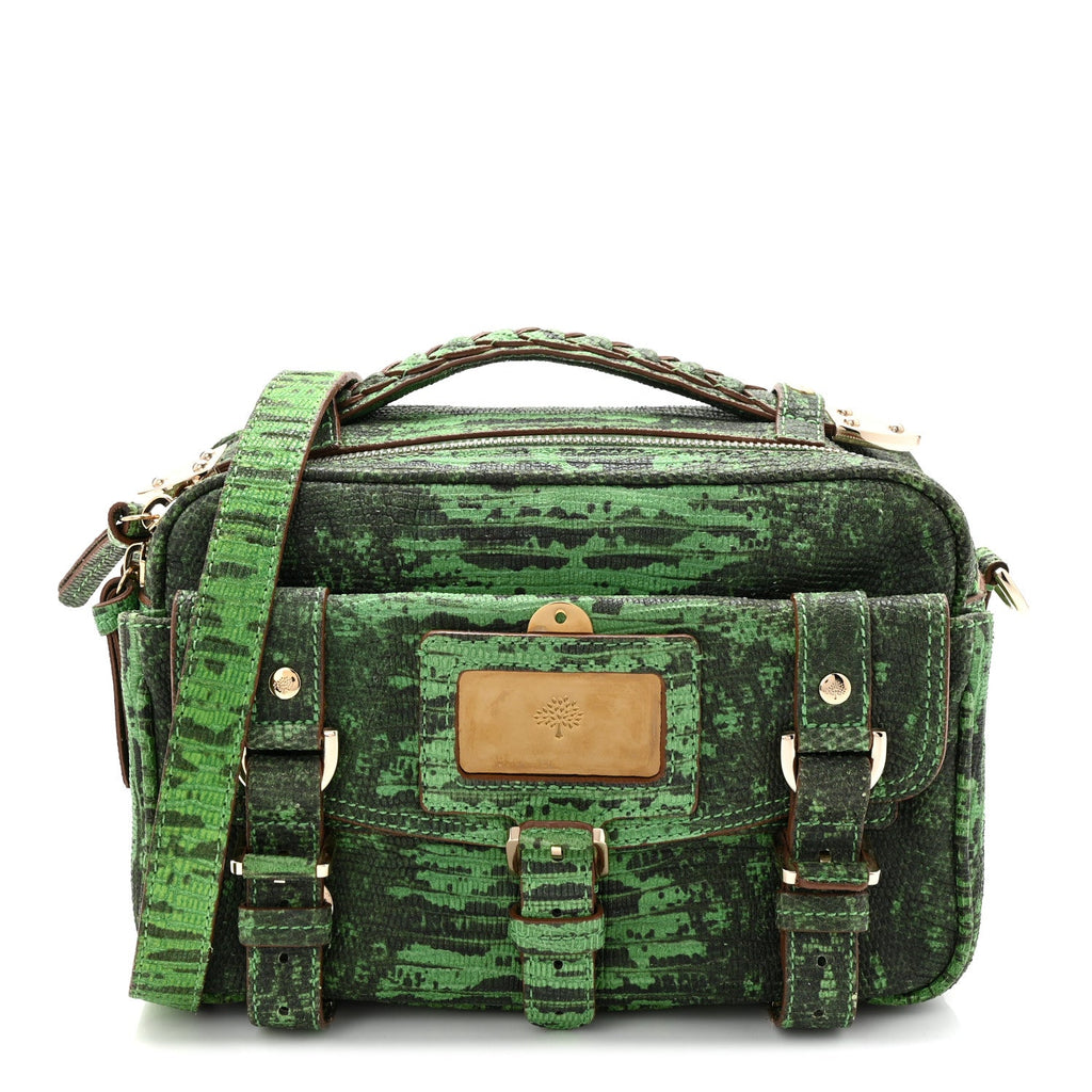 Lizard Print Camera Bag Grass Green