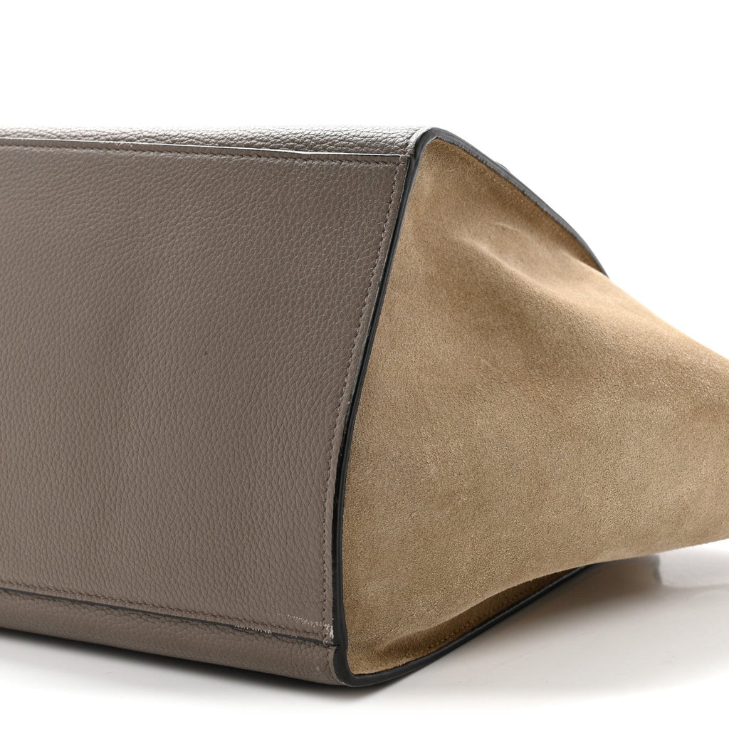 Drummed Calfskin Suede Large Trapeze Souris