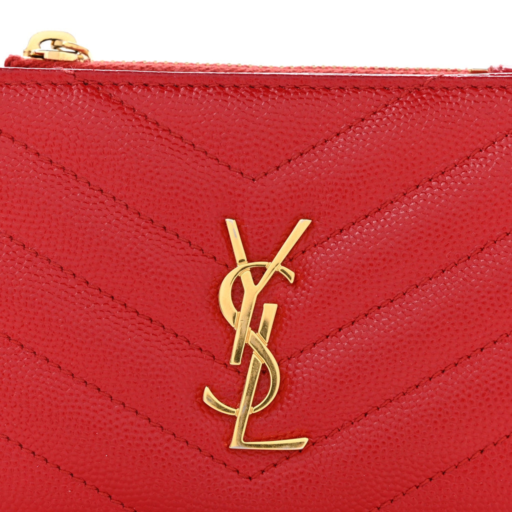 Grain De Poudre Matelasse Chevron Monogram Zipped  Case Bandana Red