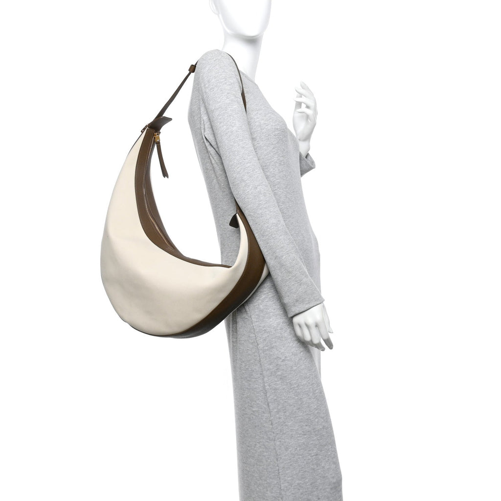 Canvas Calfskin August Hobo Cream