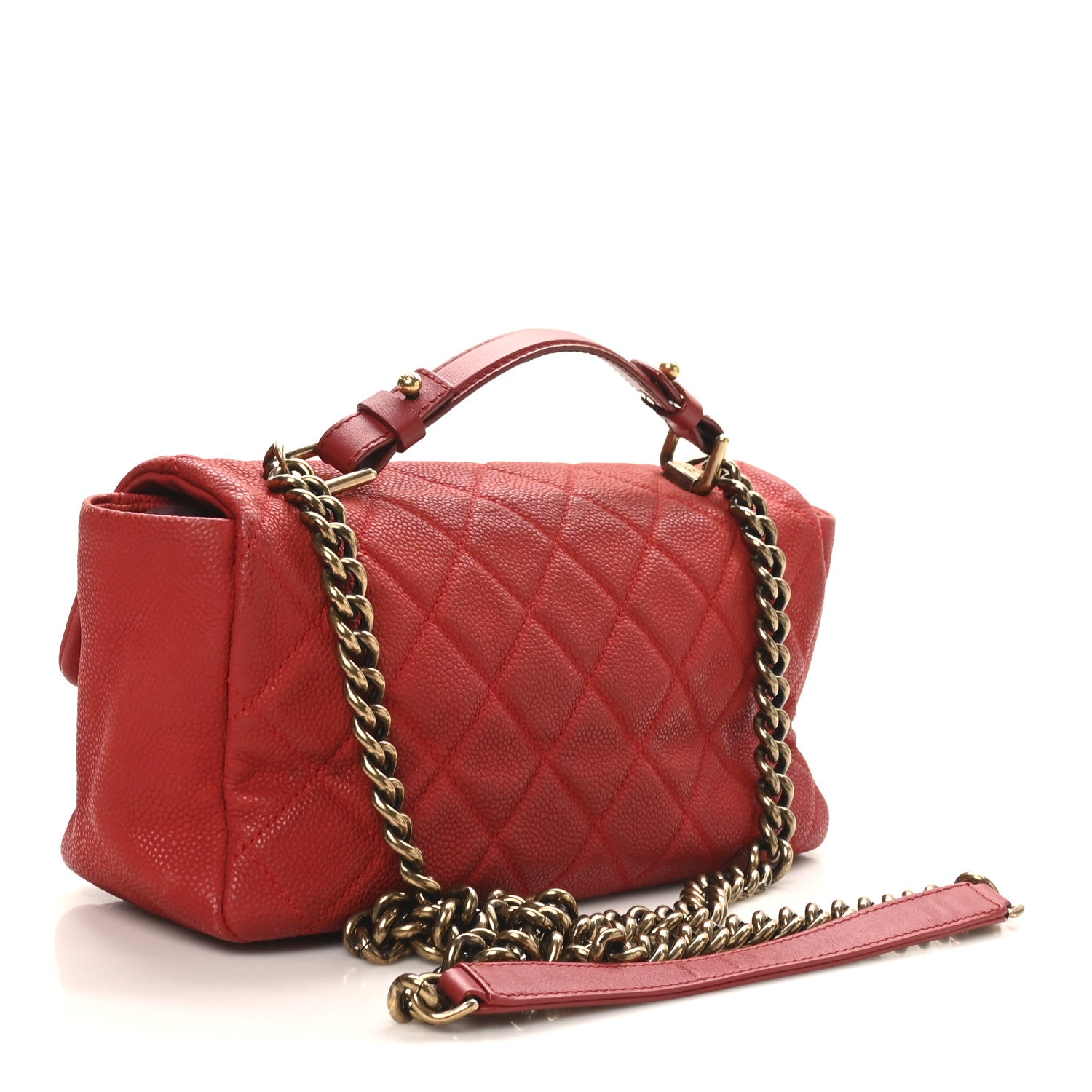 Iridescent Caviar Quilted Medium Chic Quilt Flap Red