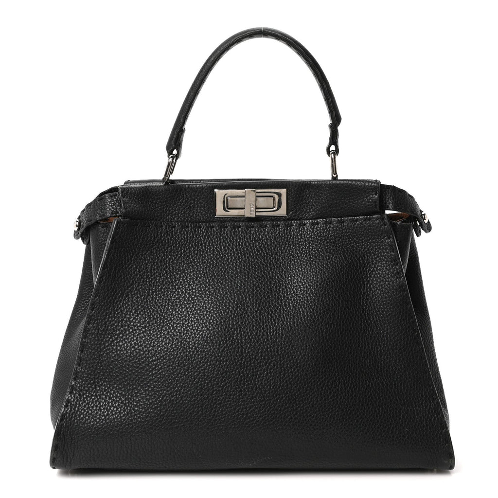 Cuoio Romano Selleria Bi-Color Medium Peekaboo Iconic Satchel Black Mou