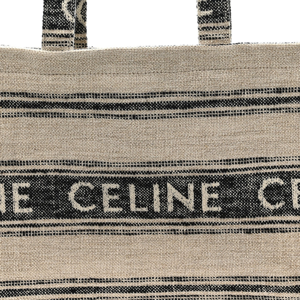 Jacquard Striped Large Cabas Thais White Black