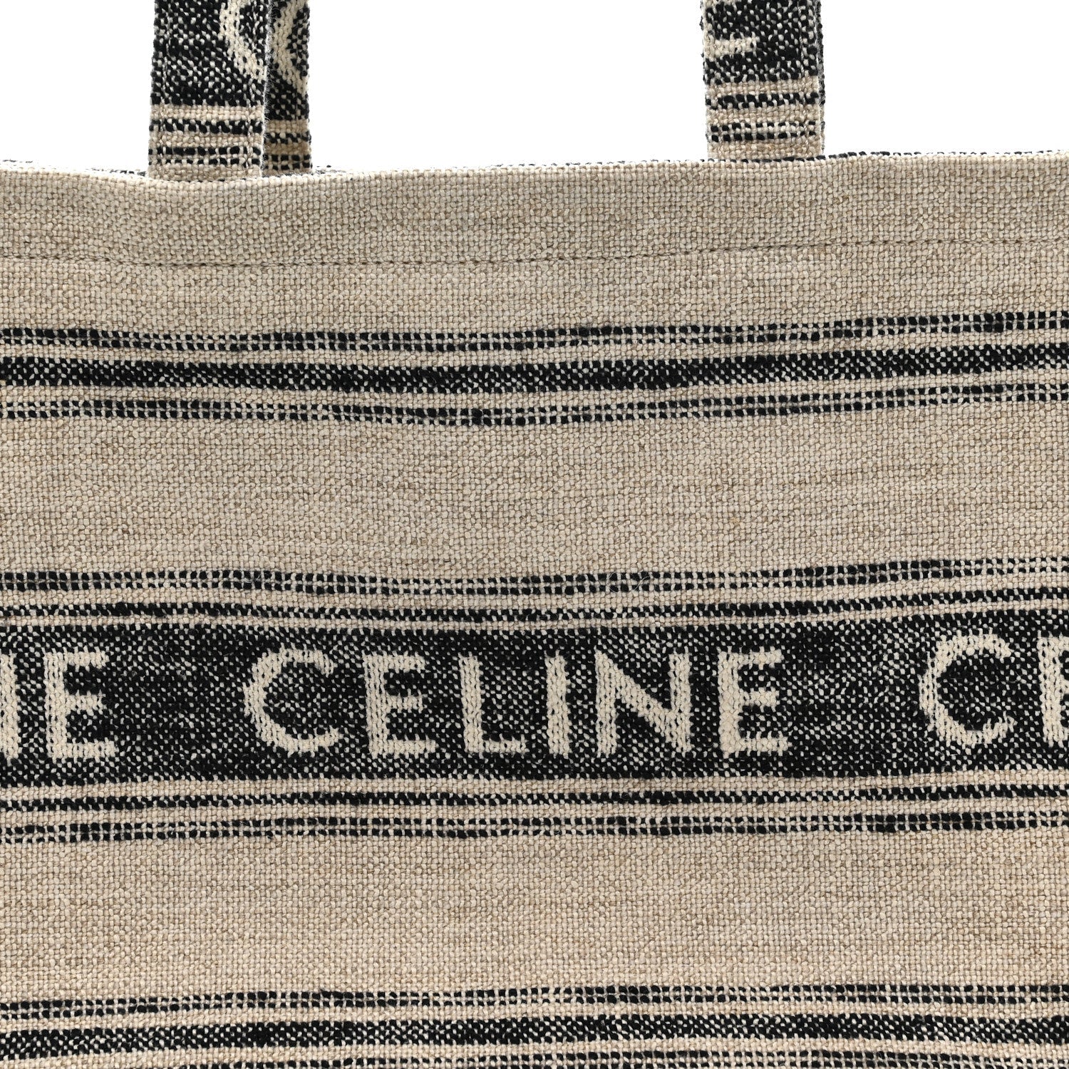 Jacquard Striped Large Cabas Thais White Black
