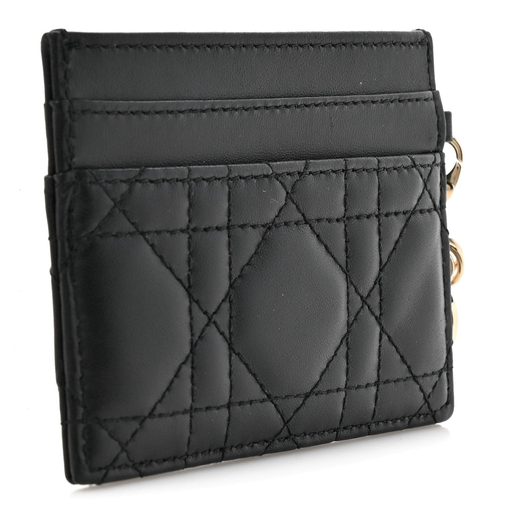 Lambskin Cannage Lady Dior  Holder Black