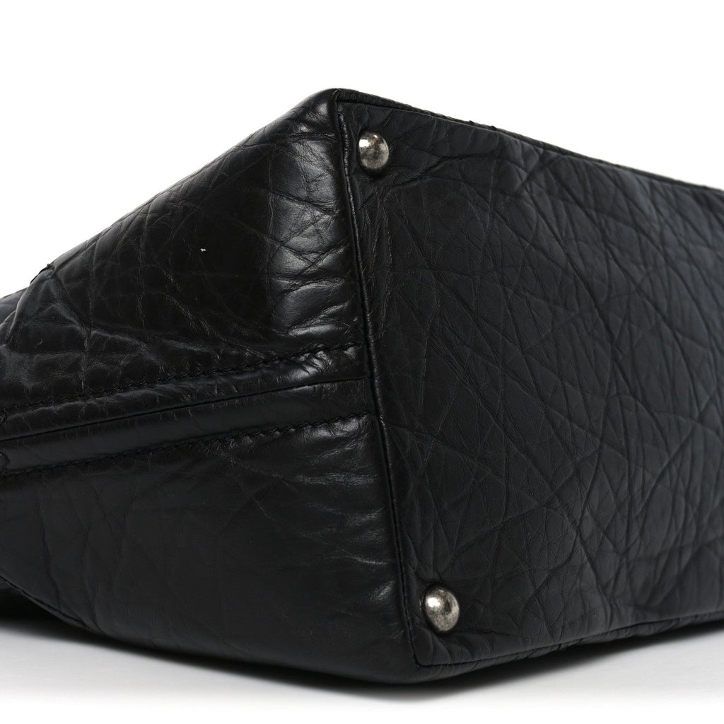 Aged Calfskin Small Shopping in Moscow Tote Black