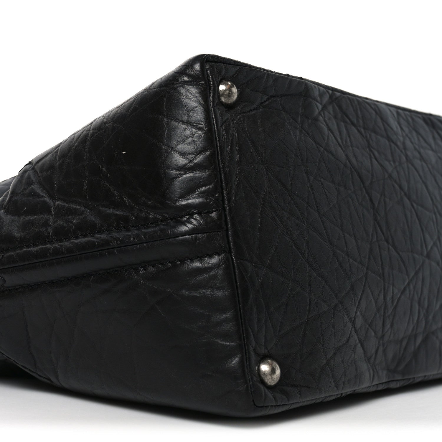 Aged Calfskin Small Shopping in Moscow Tote Black