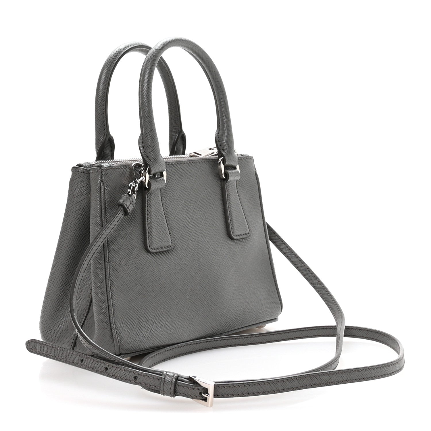 Saffiano Micro Galleria Double Zip Tote Marmo