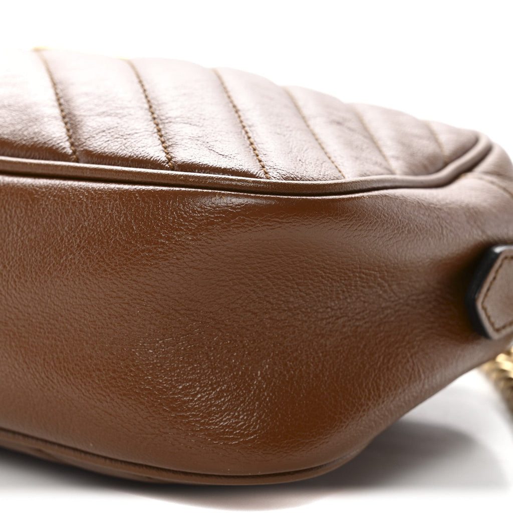 Glazed Calfskin Matelasse Diagonal Small GG Marmont Chain Shoulder Bag Cuir