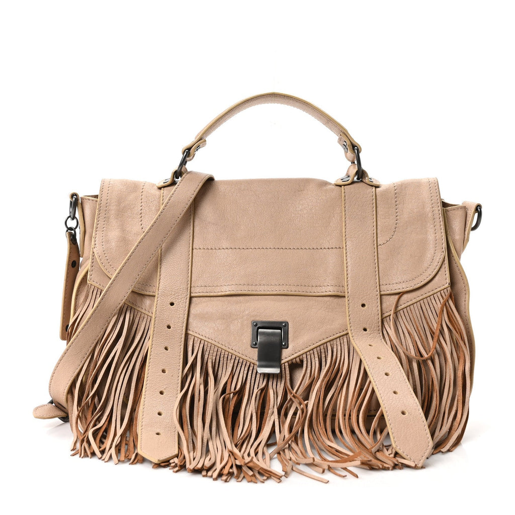 Lambskin Fringe Medium PS1 Satchel Nude