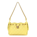 Caviar Quilted Mini Chanel 25 Handbag Light Yellow