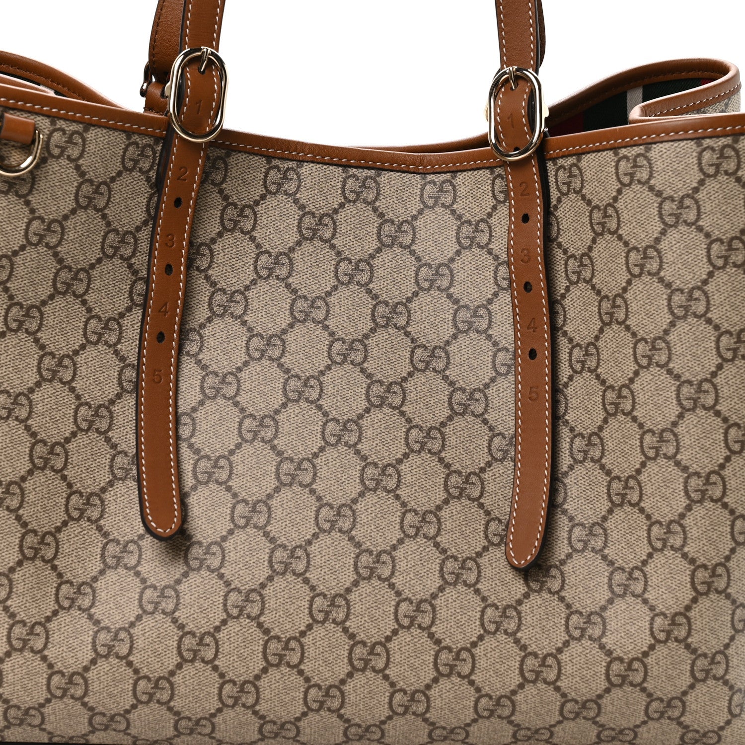 GG Supreme Monogram Emblem Large Tote Bag Beige Ebony Sundial