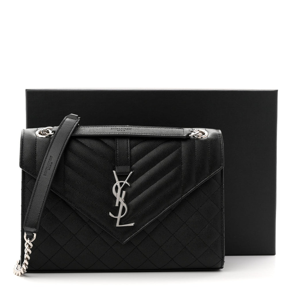 Grain De Poudre Textured Mixed Matelasse Triquilt Medium Monogram Satchel Black