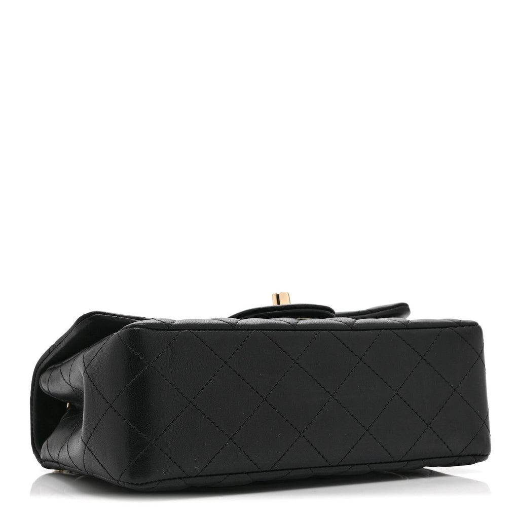 Lambskin Quilted Mini Coco Charms Rectangular Flap Black