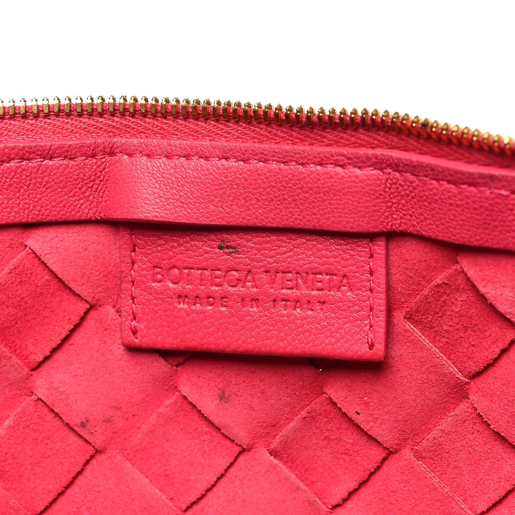 Nappa Intrecciato Small Turn Pouch Cranberry