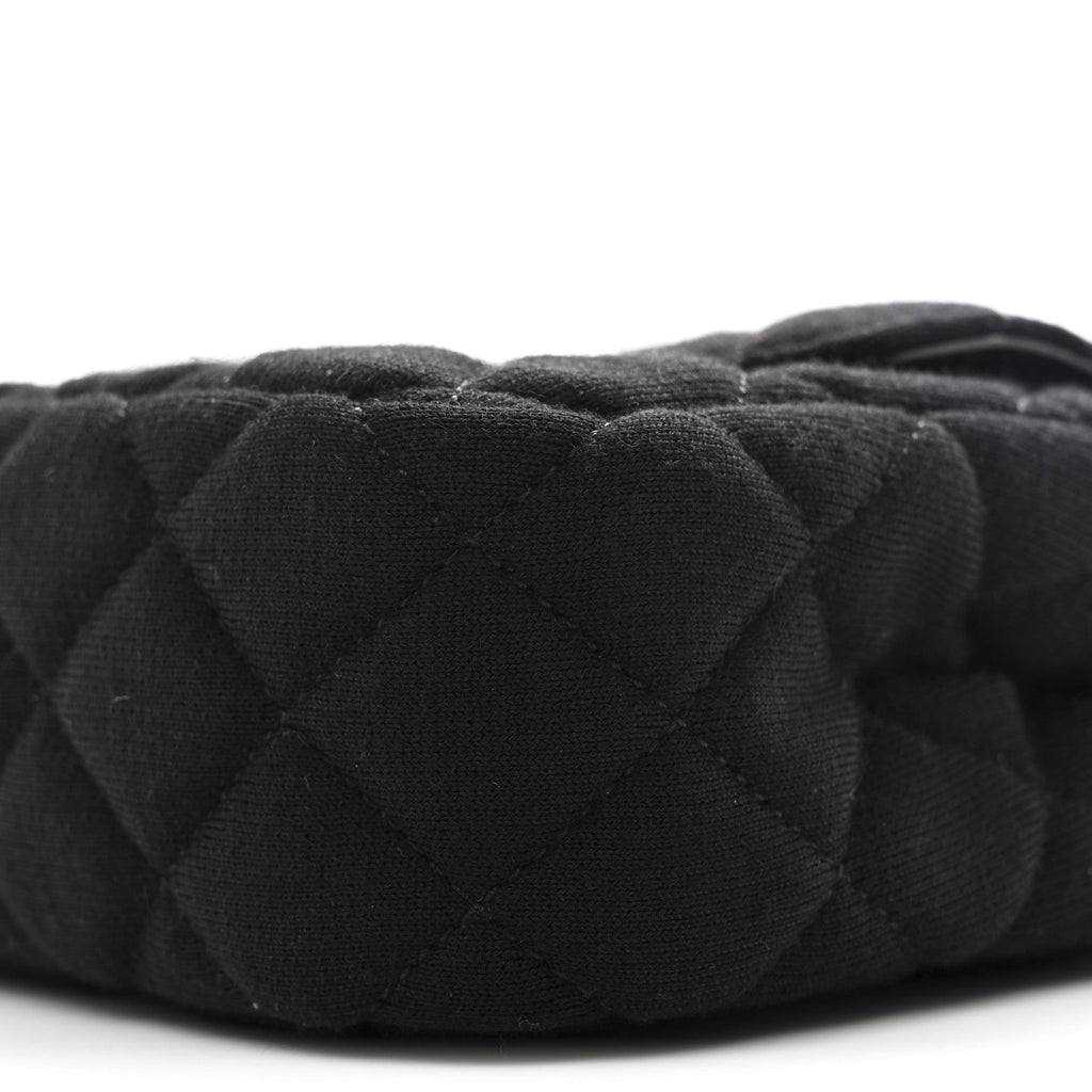 Jersey Quilted Small Wavy CC Hobo Black