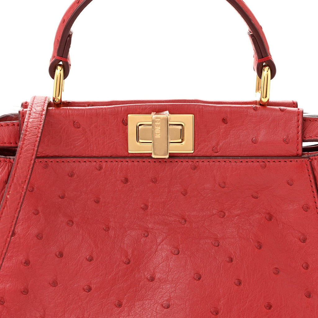 Ostrich Shiny Nappa Mini Peekaboo Iconic Satchel Fragola