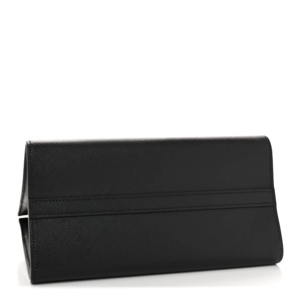 Saffiano Cuir Calfskin Small Monochrome Top Handle Tote Black