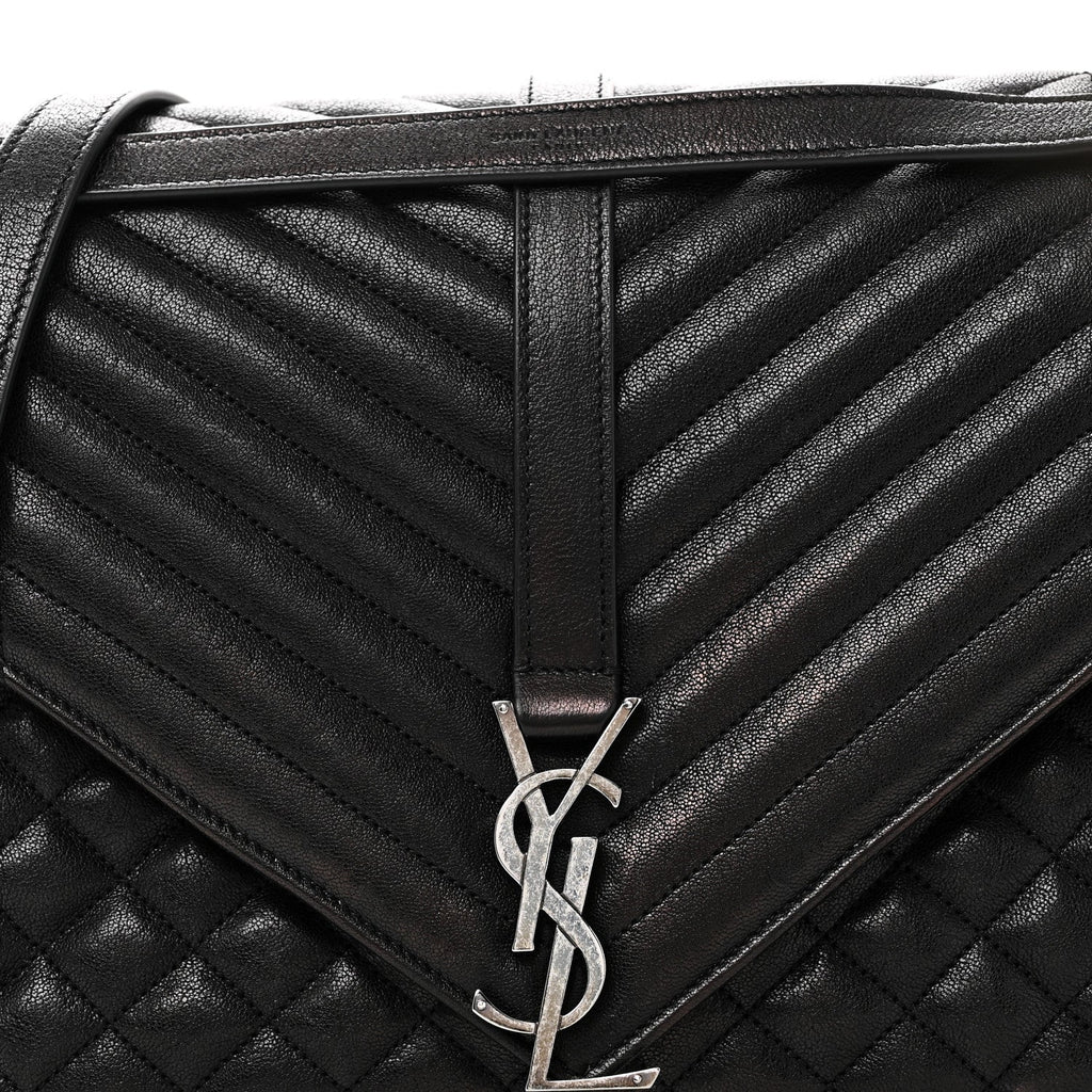 Calfskin Mixed Matelasse Triquilt Large Monogram Satchel Black