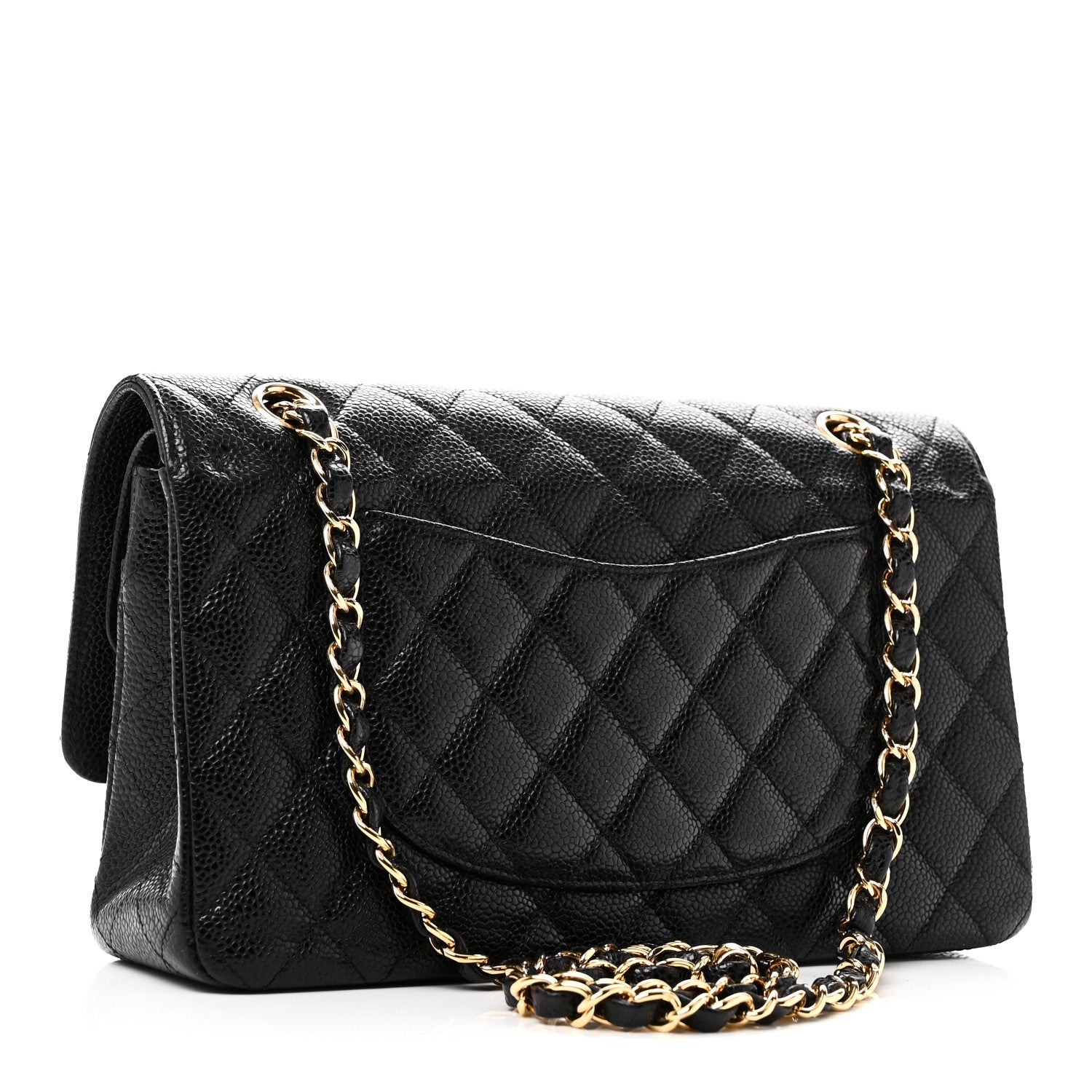 Caviar Quilted Medium Double Flap Black