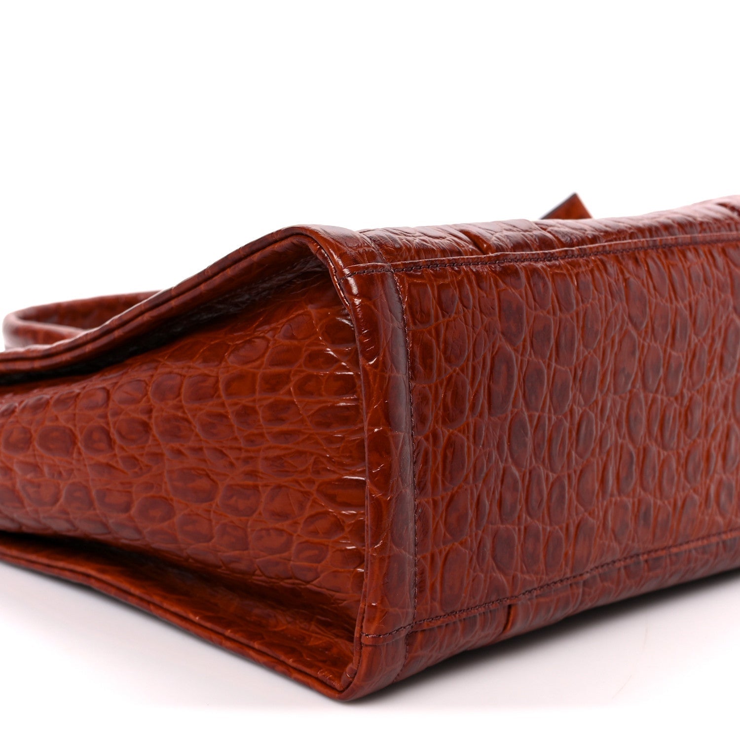 Croc Embossed Small The Tote Bag Spice Brown