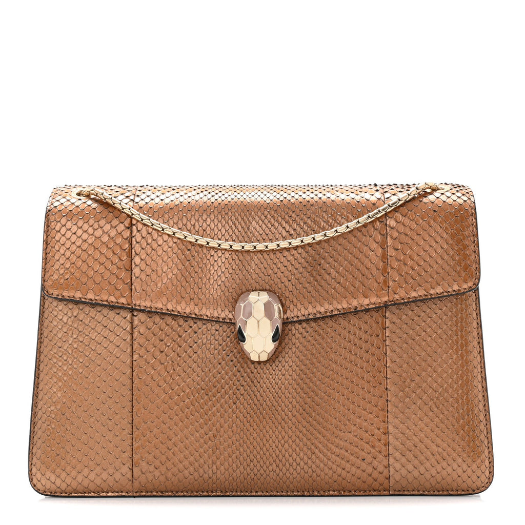 Metallic Snakeskin Serpenti Forever Medium Shoulder Bag Gold