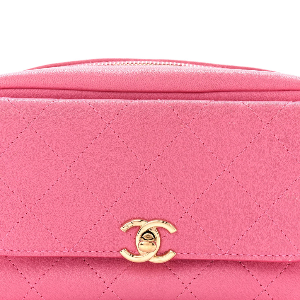 Goatksin Quilted Casual Trip Waist Bag Pink