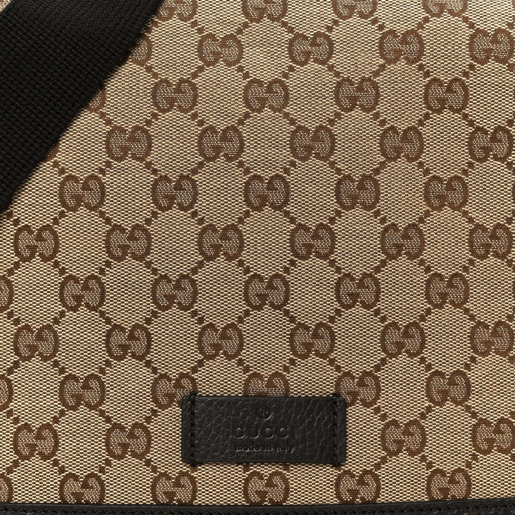 Monogram Flap Messenger Bag Beige Dark Brown
