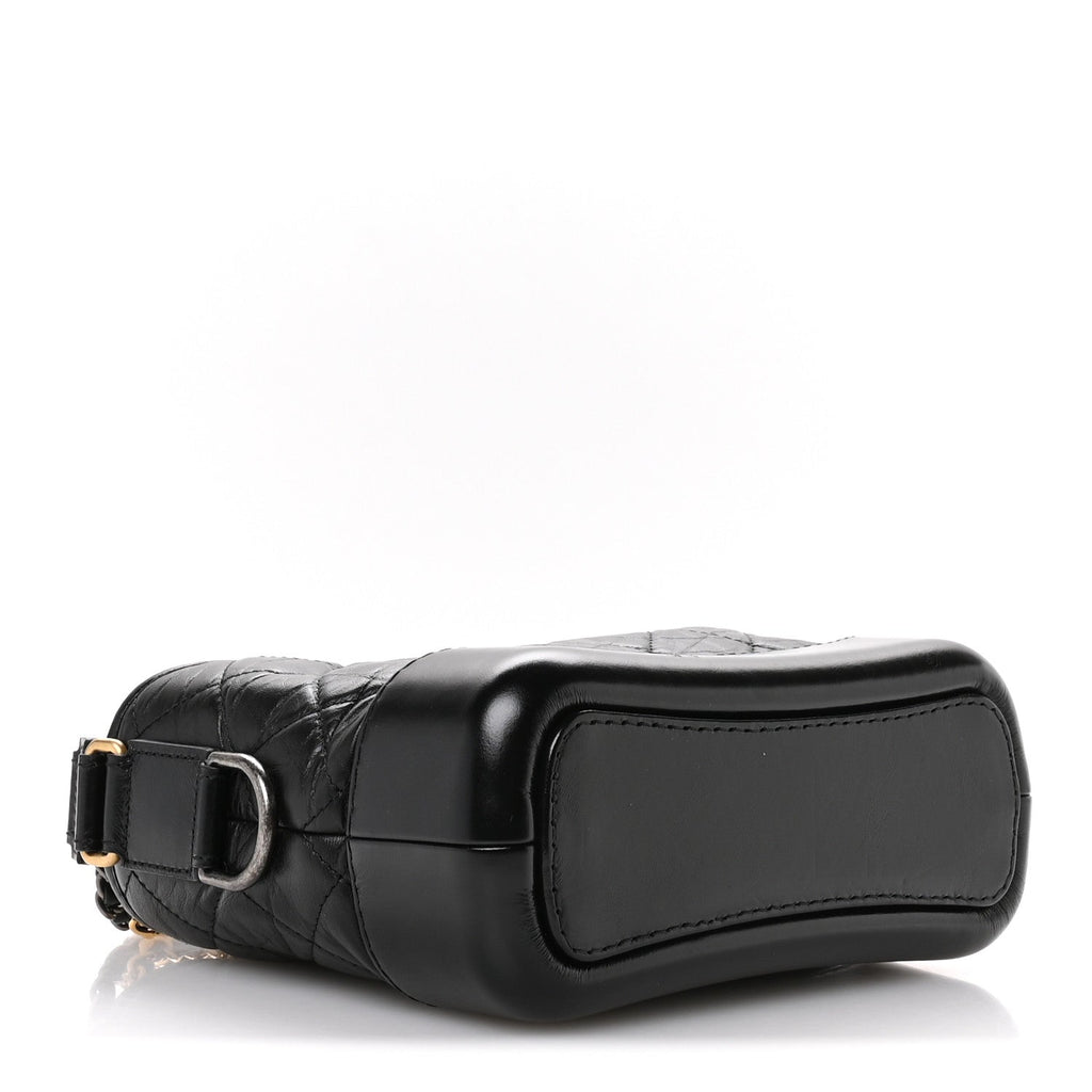 Aged Calfskin Quilted Small Gabrielle Hobo Black