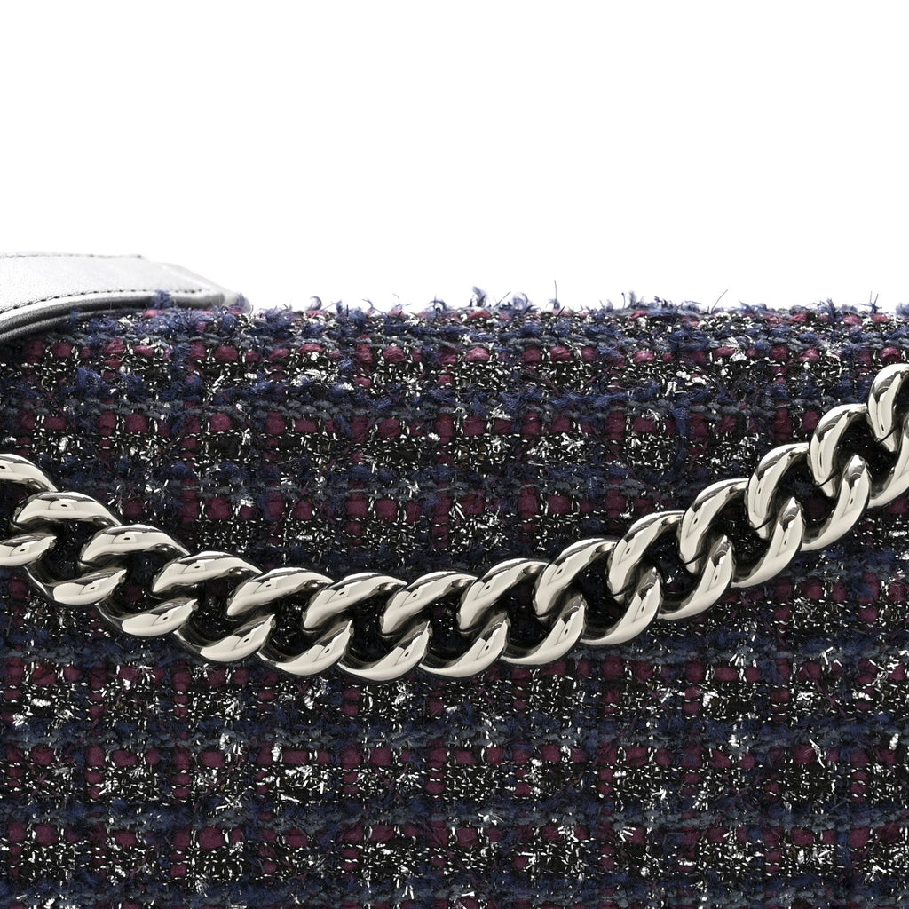 Tweed Metallic Lambskin Medium Boy Flap Silver