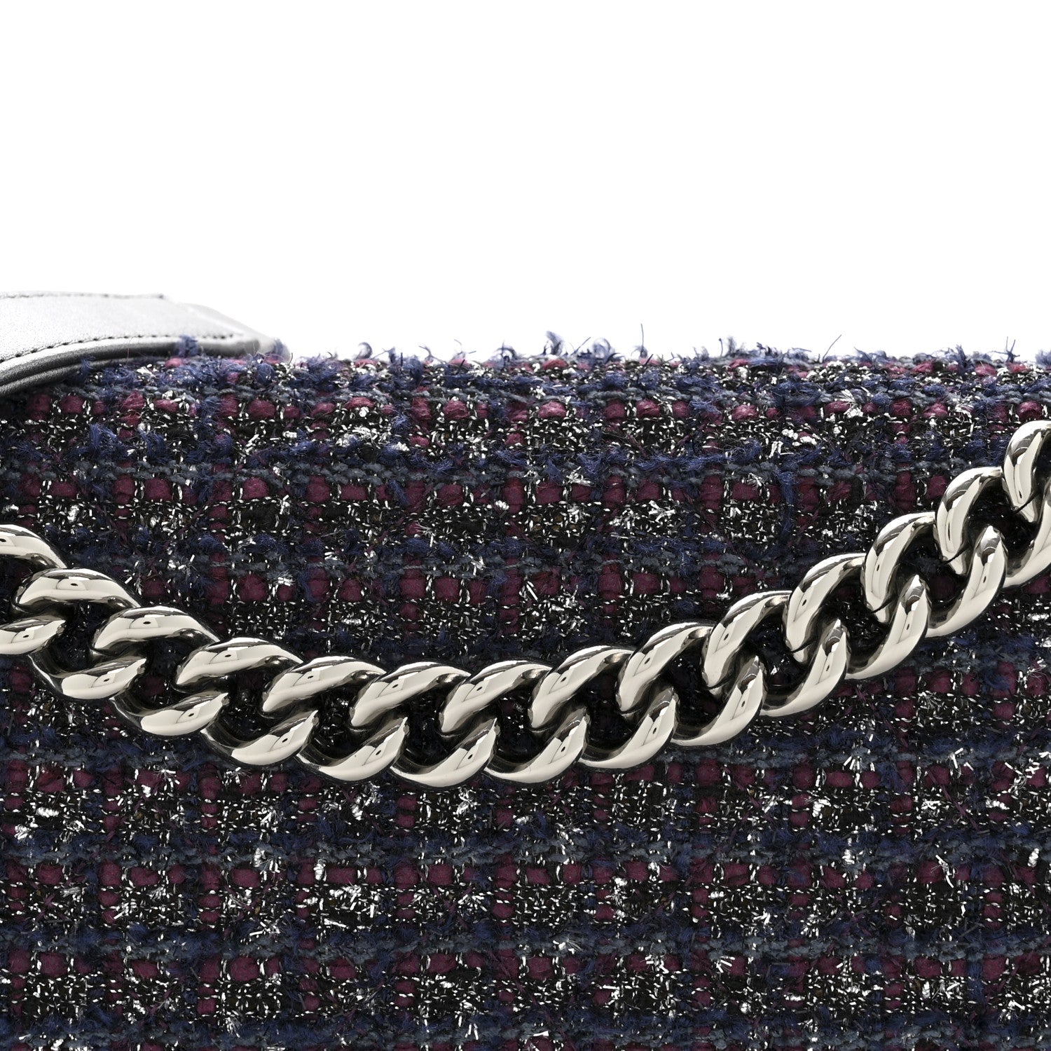 Tweed Metallic Lambskin Medium Boy Flap Silver
