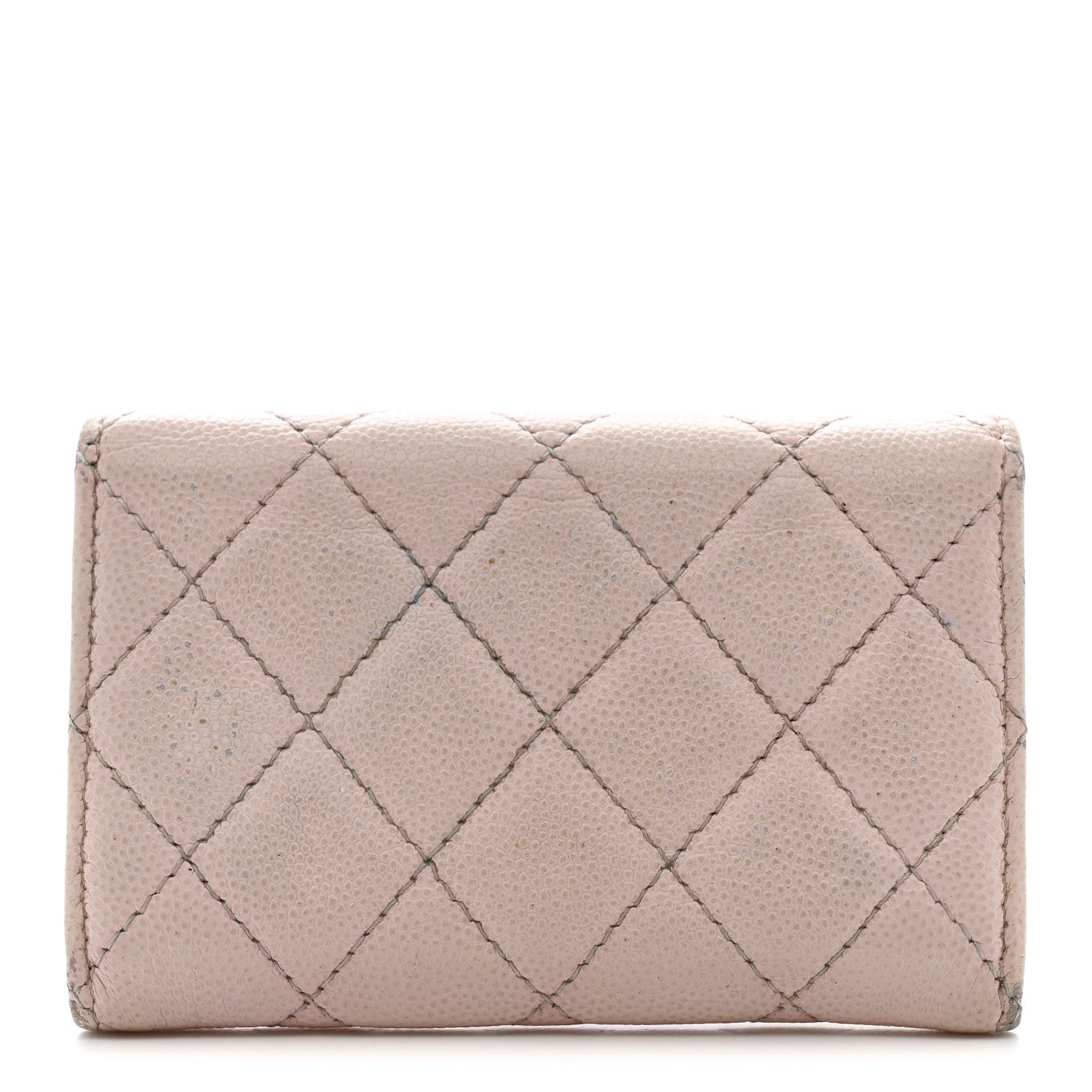 Caviar Quilted Crystal CC Flap  Holder Pink