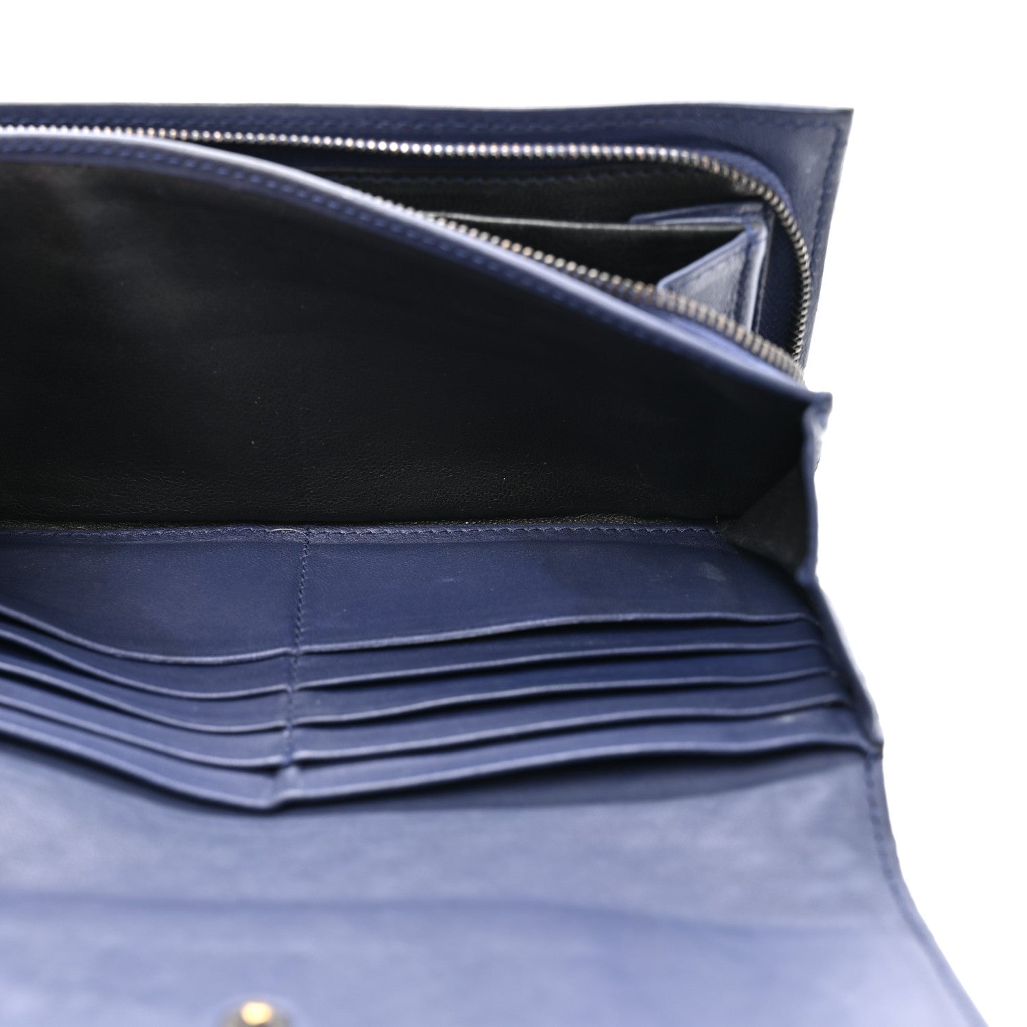 Nappa Intrecciato Continental Flap Wallet Dark Blue