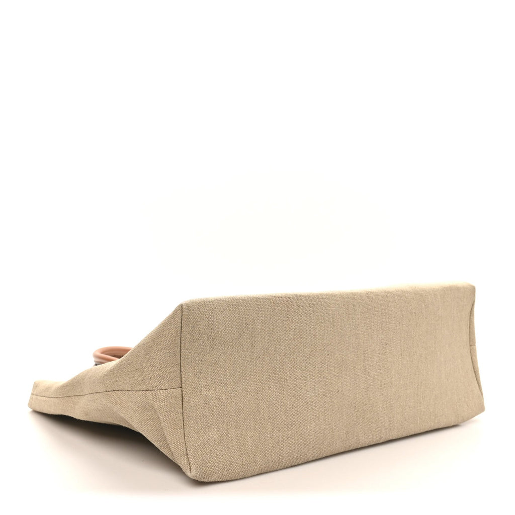 Canvas Calfskin Paris Horizontal Cabas Tan