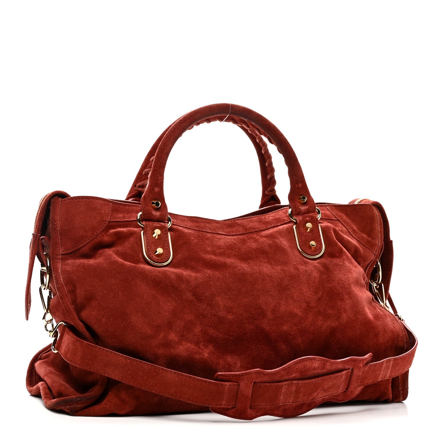 Baby Daim Suede Gold Metallic Edge Hardware City Bois De Rose Fonce