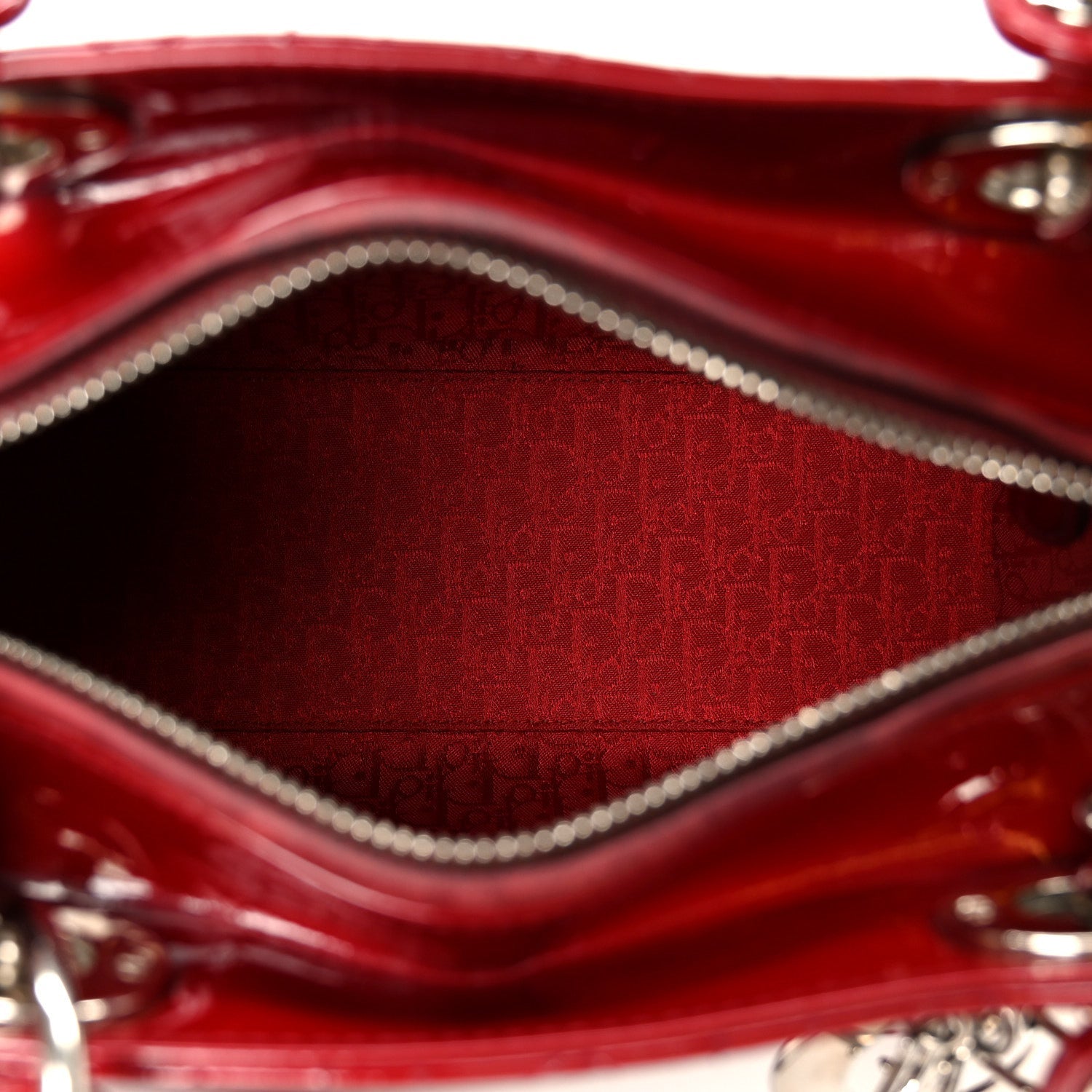 Patent Cannage Medium Lady Dior Red