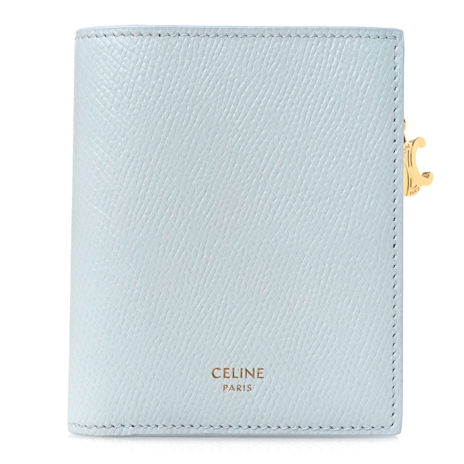 Grained Calfskin Compact Triomphe Charms Wallet Glacier