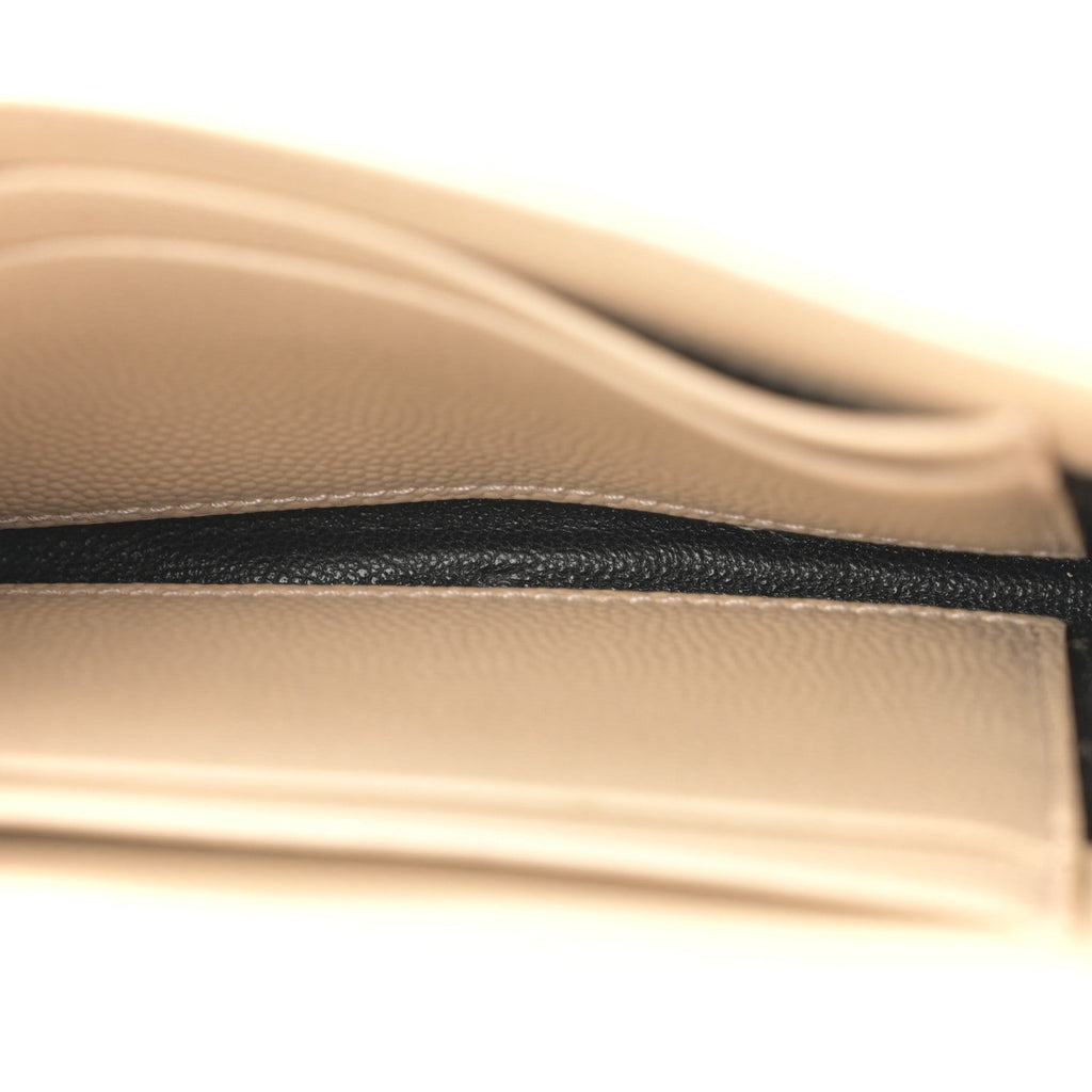 Grain De Poudre Matelasse Chevron Small Monogram Envelope Wallet Dark Beige
