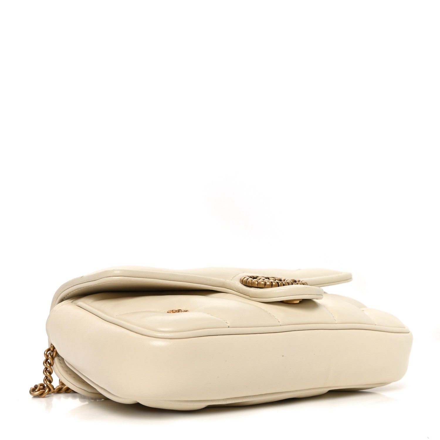 Calfskin Matelasse Double G Studs Mini Torchon GG Marmont Shoulder Bag White