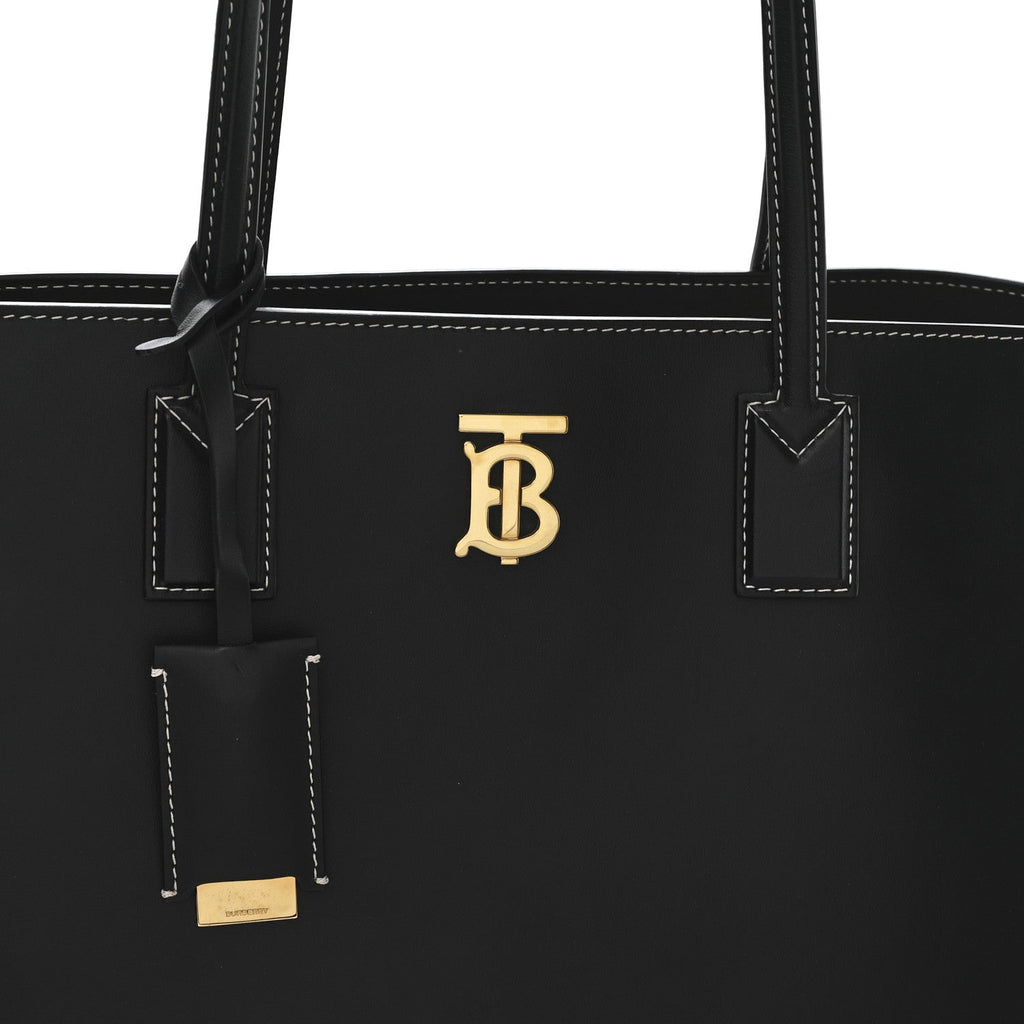 Calfskin Monogram Motif TB Medium Soft Tote Black