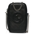 Sakai Be Green Calfskin Diagonal Stitched Mini Blondie Vertical Shoulder Bag Black