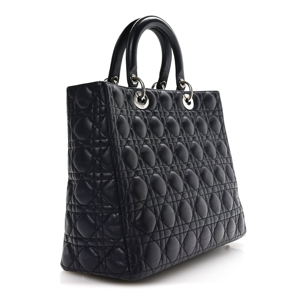 Lambskin Cannage Large Lady Dior Royal Blue