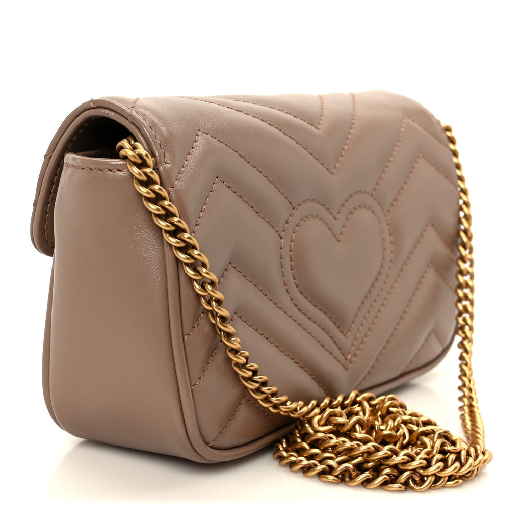 Calfskin Matelasse Super Mini GG Marmont Shoulder Bag Porcelain Rose