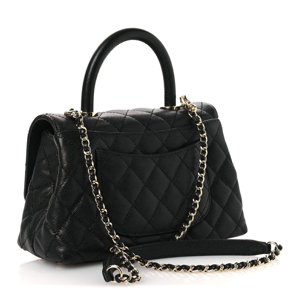 Caviar Quilted Mini Coco Handle Flap Black