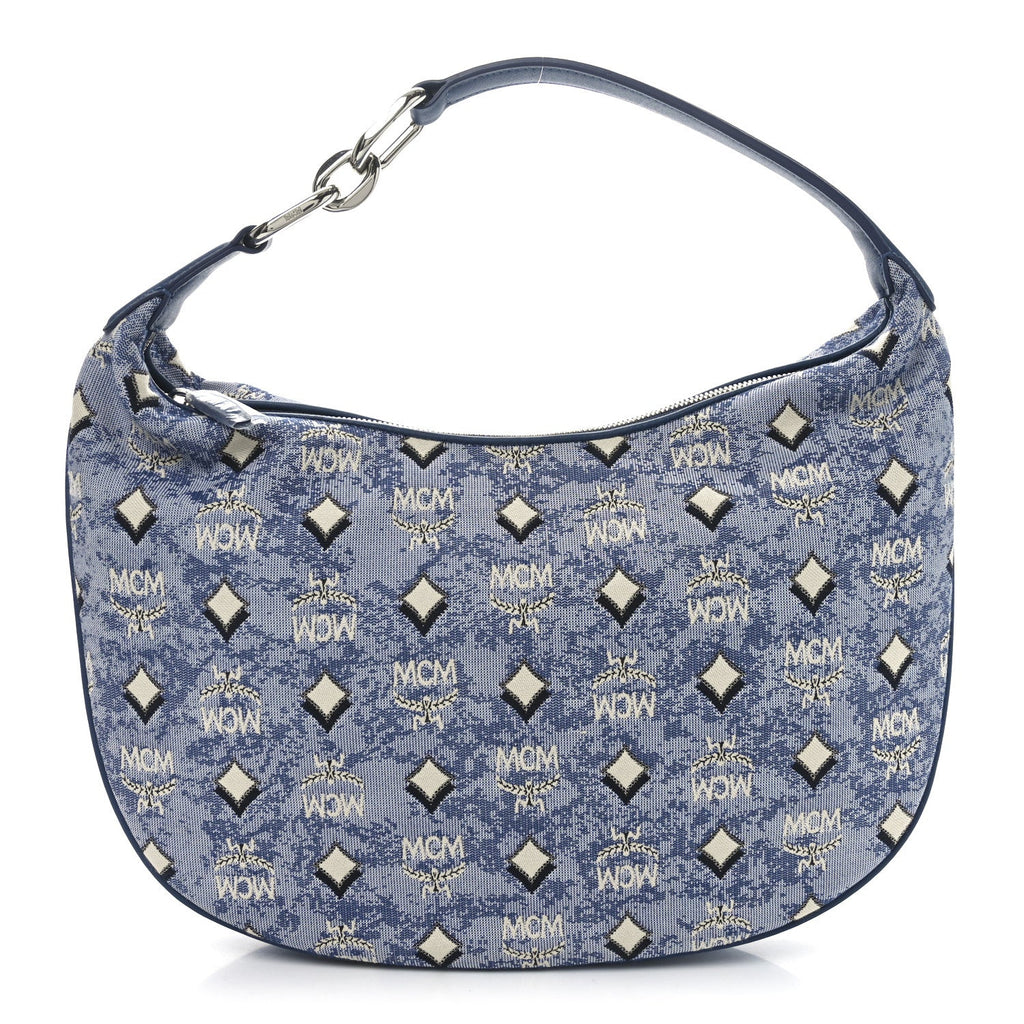 Vintage Jacquard Monogram Hobo Blue